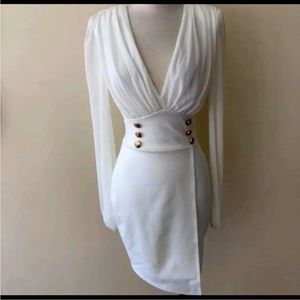 Military style white dress
